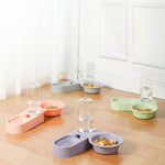 Pet Supplies Dog Cat Food Bowl Folding Rotating Double Bowl - Trustpick