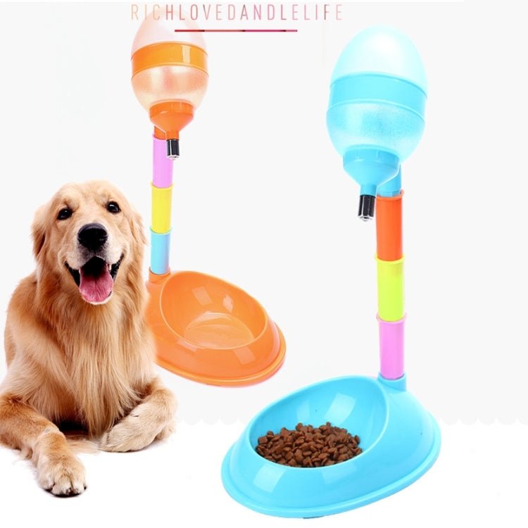 Pet Supplies Pet Dog Cat 2 in 1 Automatic Feeding & Watering Vertical Adjustable Rod Pet Water Food Feeder,Capacity: 600ML - Trustpick