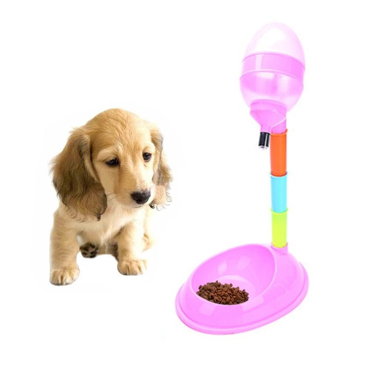 Pet Supplies Pet Dog Cat 2 in 1 Automatic Feeding & Watering Vertical Adjustable Rod Pet Water Food Feeder,Capacity: 600ML - Trustpick