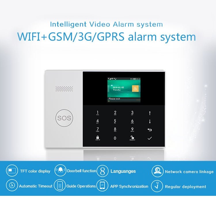 PG - 105 - GSM GSM/GPRS + WiFi Intelligent Alarm System with Touch Keypad & LCD Screen & RFID Function, EU Version - Trustpick