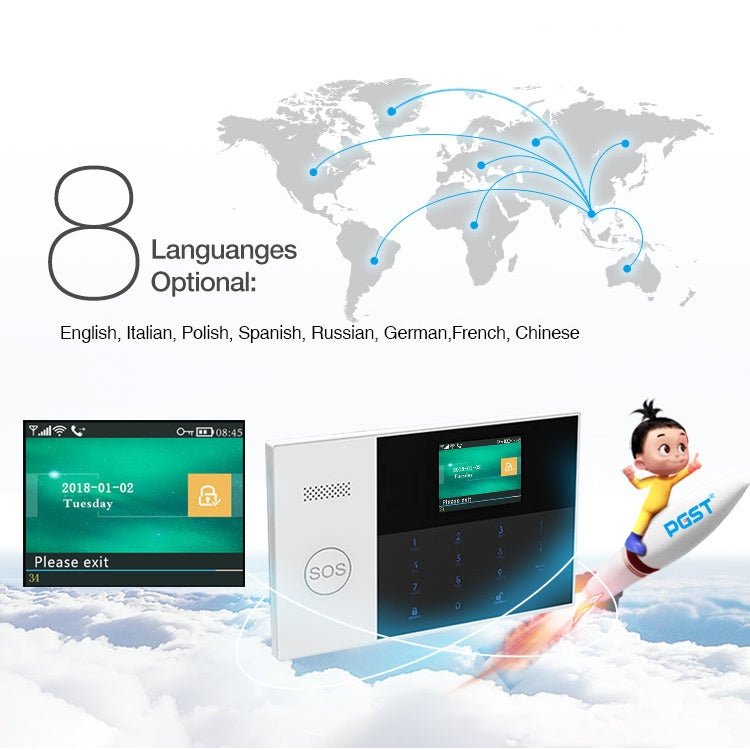 PG - 105 - GSM GSM/GPRS + WiFi Intelligent Alarm System with Touch Keypad & LCD Screen & RFID Function, EU Version - Trustpick