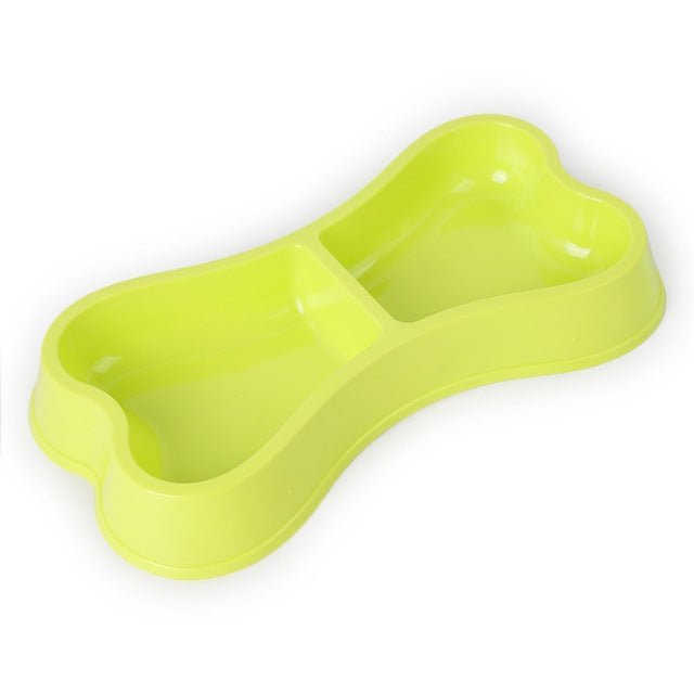 Plastic Dog Bowls Bone - shaped Candy Color Dog Feeder Eco - friendly Double - head Bowls - Trustpick