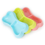 Plastic Dog Bowls Bone - shaped Candy Color Dog Feeder Eco - friendly Double - head Bowls - Trustpick