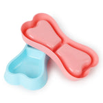 Plastic Dog Bowls Bone - shaped Candy Color Dog Feeder Eco - friendly Double - head Bowls - Trustpick