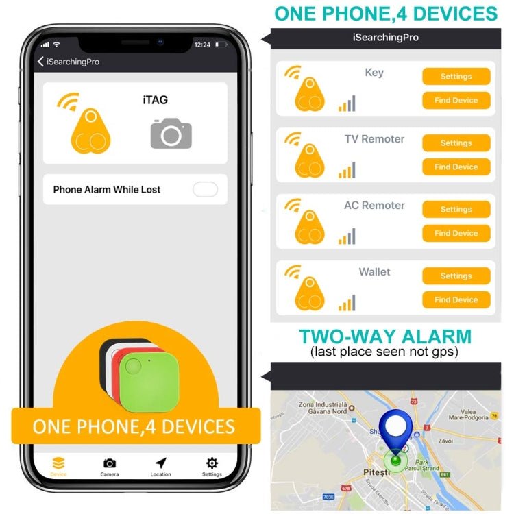 Portable Mini Square Anti Lost Device Smart Bluetooth Remote Anti Theft Keychain Alarm - Trustpick