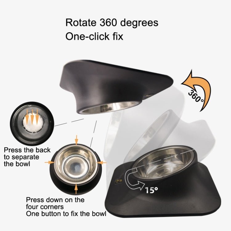 Pugga Pet Stainless Steel Anti - Slip Bowl Cat Dog Tilted Neck Feeder, Style: - Trustpick