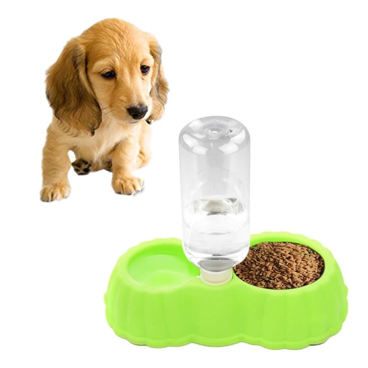 Pumpkin Shape Dog Cat Food Dish + Drinking Water Double Bowls with Automatic Water Dispenser, Size: S - Trustpick