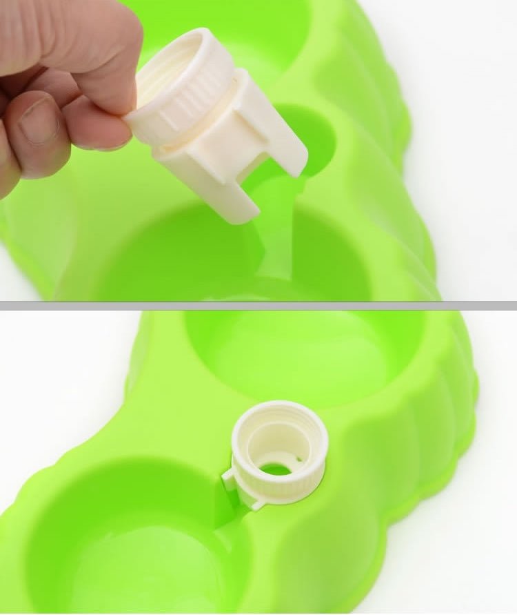 Pumpkin Shape Dog Cat Food Dish + Drinking Water Double Bowls with Automatic Water Dispenser, Size: S - Trustpick