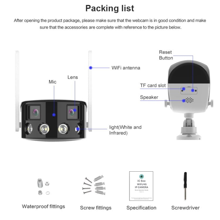 Q38 WIFI Humanoid Recognition AI Alarm 180 Degree Dual 2MP IP Camera - Trustpick