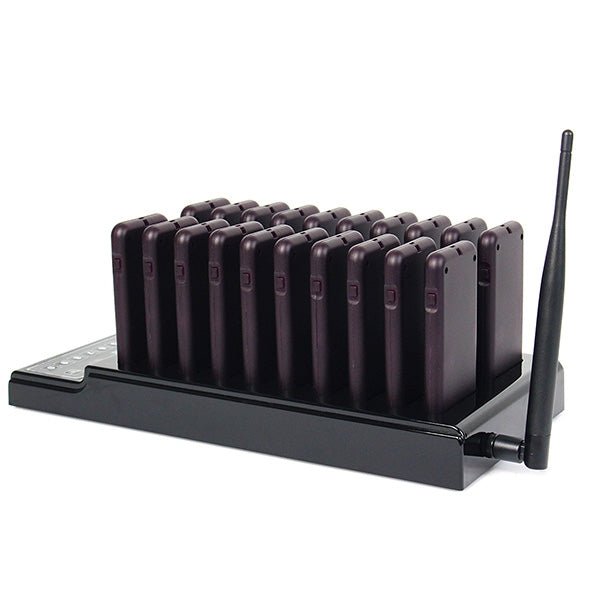 QC100 999 Channel Restaurant Wireless Paging Queuing Calling System with 20 Call Coaster Pagers, EU Plug - Trustpick