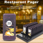 QC100 999 Channel Restaurant Wireless Paging Queuing Calling System with 20 Call Coaster Pagers, US Plug - Trustpick