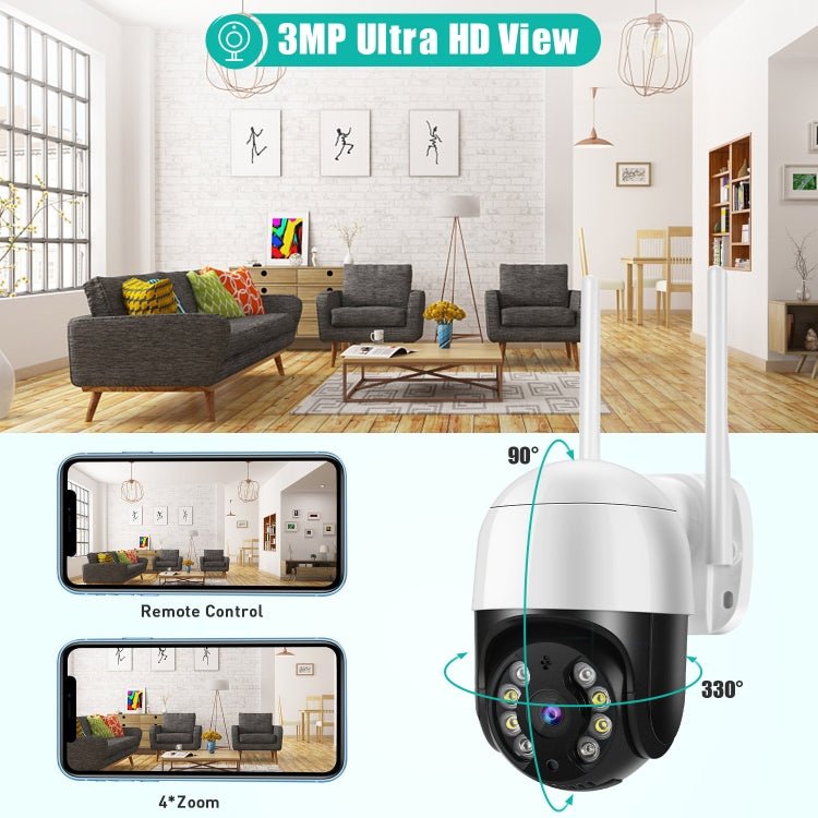 QX29 3.0MP HD WiFi IP Camera, Support Night Vision & Motion Detection & Two Way Audio & TF Card, AU Plug - Trustpick