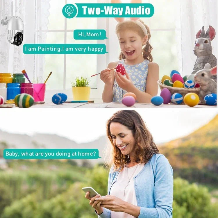 QX33 1080P Panoramic PTZ 360 Degree Rotating WIFI Camera, Support Day and Night Full Color & Two - way Voice Intercom & Motion Detection Alarm & Video Playback & 64GB TF Card, AU Plug - Trustpick