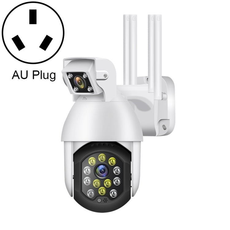 QX41 1080P 2.0MP Dual Lens IP66 Waterproof Panoramic PTZ WIFI Camera, Support Day and Night Full Color & Two - way Voice Intercom & Smart Alarm & Video Playback & 128GB TF Card, AU Plug - Trustpick