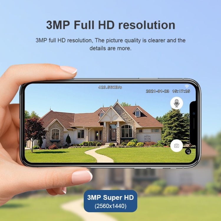 QX55 3.0 Million Pixels IP65 Waterproof 2.4G Wireless IP Camera, Support Motion Detection & Two - way Audio & Night Vision & TF Card, EU Plug - Trustpick