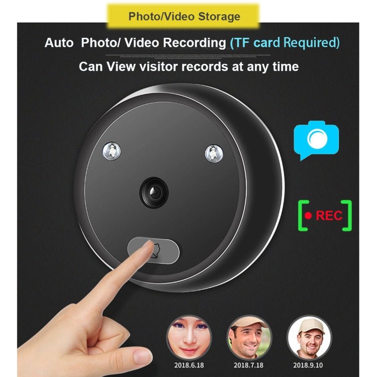 R11 2.4 inch TFT LCD Display Night Vision Photo Video Electronic Cat Eye Doorbell - Trustpick