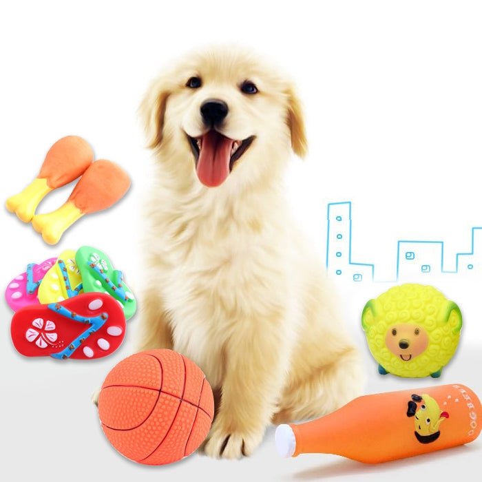 Rubber Squeak Toy for Dog Screaming Chicken Chew Bone Squeaky Ball Dog Toys Tooth Grinding, Random Color Delivery - Trustpick