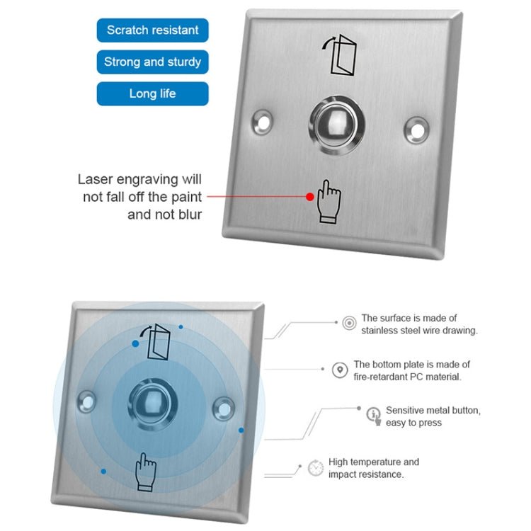 S86 Stainless Steel Exit Button 86 Metal Access Control Switch - Trustpick