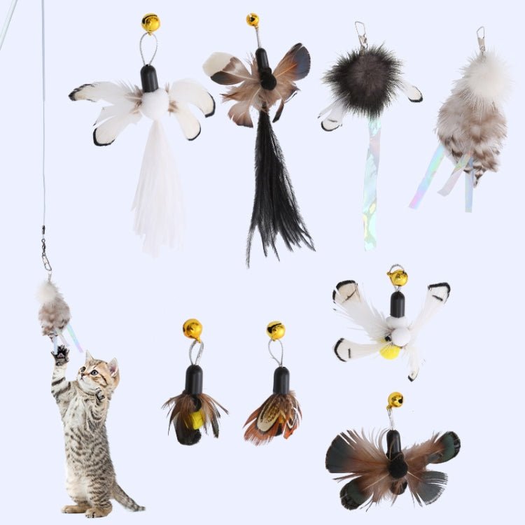 Simulated Insect Feather Cat Teaser Replacement Head Cats Self - Help Toy Bell - Trustpick
