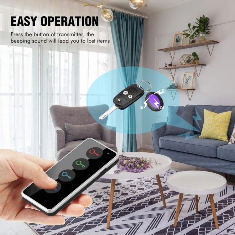 Smart Remote Wireless Key Finder with LED Flashlight, 1 RF Transmitter and 4 Receivers - Trustpick