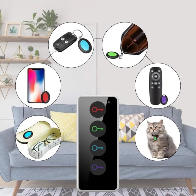 Smart Remote Wireless Key Finder with LED Flashlight, 1 RF Transmitter and 4 Receivers - Trustpick