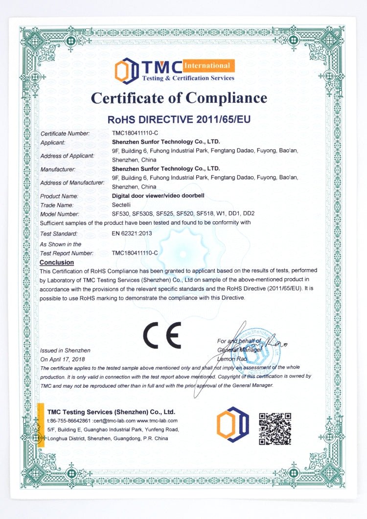 SN520A 3.5 inch Screen 1.0MP Security Camera Digital Peephole Door Viewer - Trustpick