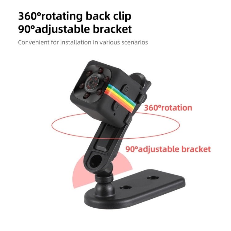 SQ11 Mini DV HD 480P 6 LEDs Sport Recorder Camera with Holder, Support Monitor Detection & IR Night Vision & TF Card - Trustpick
