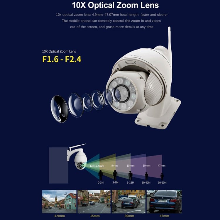 Sricam SP008C 5MP 10X Zoom IP66 Waterproof CCTV WiFi IP Camera Monitor - Trustpick