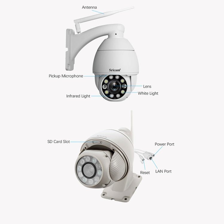 Sricam SP008C 5MP 10X Zoom IP66 Waterproof CCTV WiFi IP Camera Monitor - Trustpick
