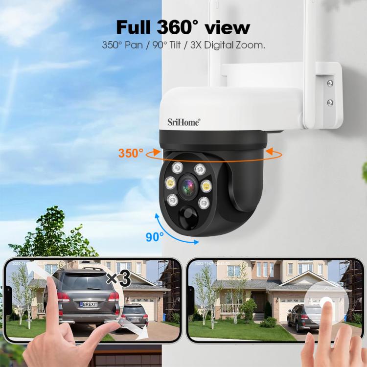 SriHome DH006 4MP 2K Low Power Consumption Wireless Security Camera System with Solar Panel - Trustpick