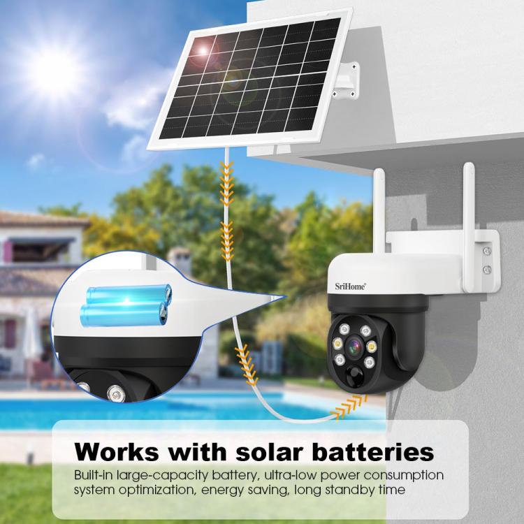 SriHome DH006 4MP 2K Low Power Consumption Wireless Security Camera System with Solar Panel - Trustpick