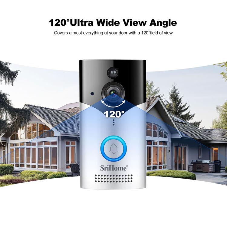 SriHome DH051+DH002 4MP HD Smart WiFi Video PIR Visual Doorbell Set - Trustpick