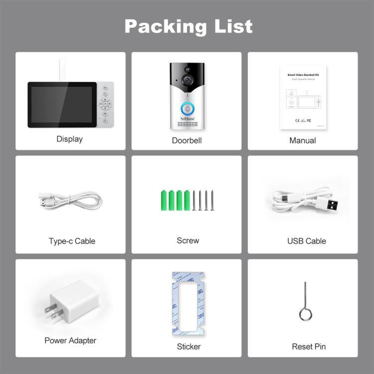 SriHome DH051+DH002 4MP HD Smart WiFi Video PIR Visual Doorbell Set - Trustpick