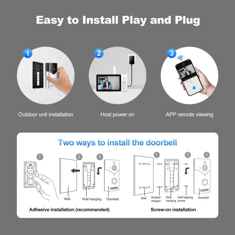 SriHome DH051+DH002 4MP HD Smart WiFi Video PIR Visual Doorbell Set - Trustpick