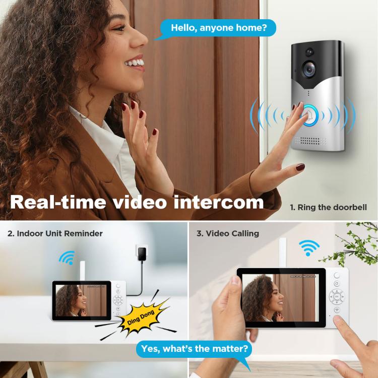 SriHome DH051+DH002+DH008 4MP HD Smart WiFi Video PIR Visual Doorbell Set - Trustpick