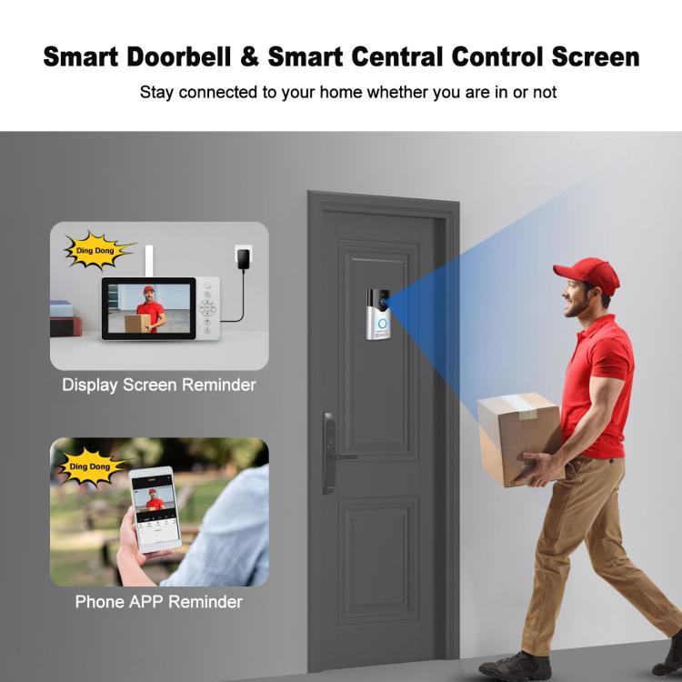 SriHome DH051+DH002+DH008 4MP HD Smart WiFi Video PIR Visual Doorbell Set - Trustpick