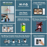 SriHome DH051+DH002+DH008 4MP HD Smart WiFi Video PIR Visual Doorbell Set - Trustpick