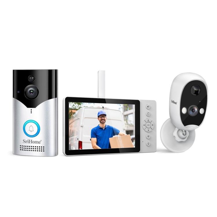SriHome DH051+DH002+DH008 4MP HD Smart WiFi Video PIR Visual Doorbell Set - Trustpick