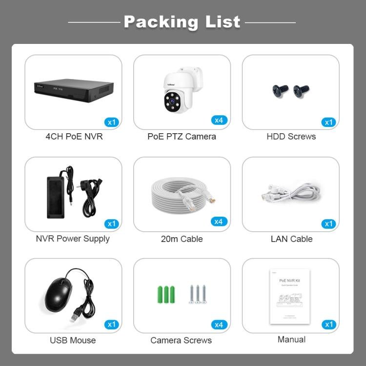 SriHome NVS005 - POE030 3MP HD 4 - CH POE Camera Network Video Recorder Kit - Trustpick