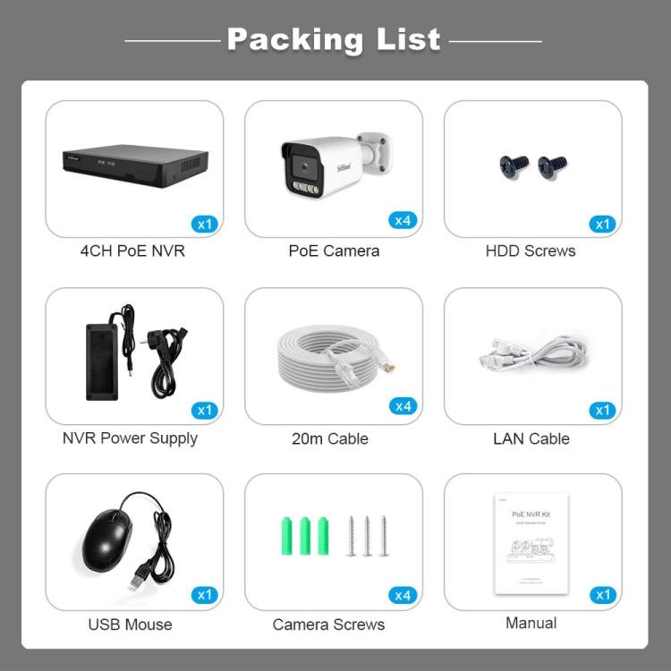 SriHome NVS005 - POE065 5MP HD 4 - CH POE Camera Network Video Recorder Kit - Trustpick