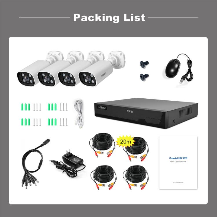 SriHome NVS008 - AHD006 2MP HD 4 - CH XVR NVR Camera Network Video Recorder Kit - Trustpick