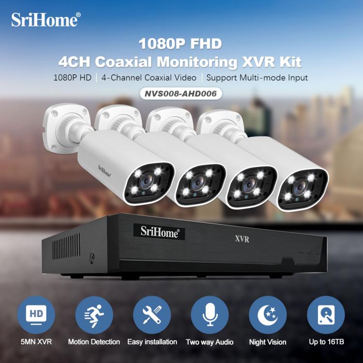 SriHome NVS008 - AHD006 2MP HD 4 - CH XVR NVR Camera Network Video Recorder Kit - Trustpick