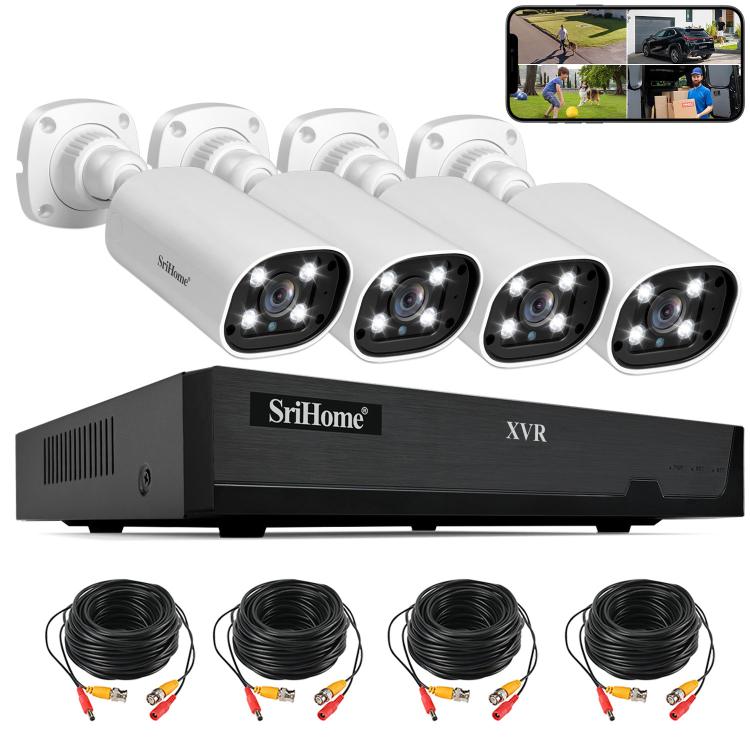 SriHome NVS008 - AHD006 2MP HD 4 - CH XVR NVR Camera Network Video Recorder Kit - Trustpick