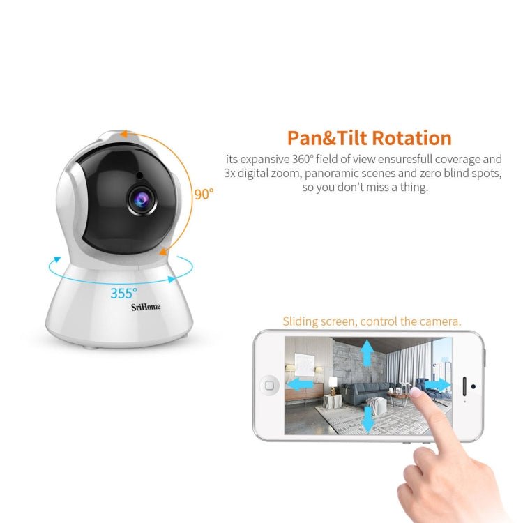 SriHome SH025 2.0 Million Pixels 1080P HD AI Auto - tracking IP Camera, Support Two Way Audio / Motion Tracking / Humanoid Detection / Night Vision / TF Card, AU Plug - Trustpick