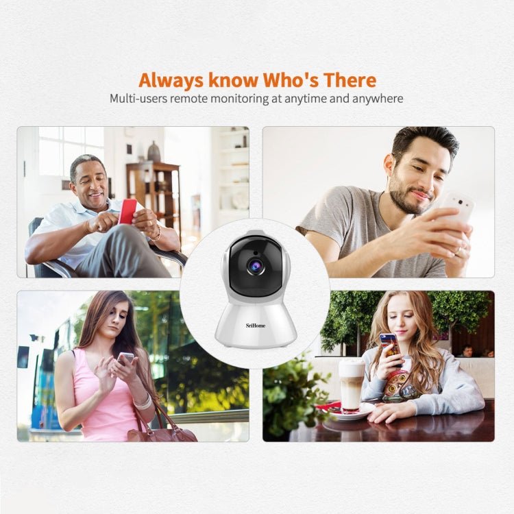 SriHome SH025 2.0 Million Pixels 1080P HD AI Auto - tracking IP Camera, Support Two Way Audio / Motion Tracking / Humanoid Detection / Night Vision / TF Card, AU Plug - Trustpick