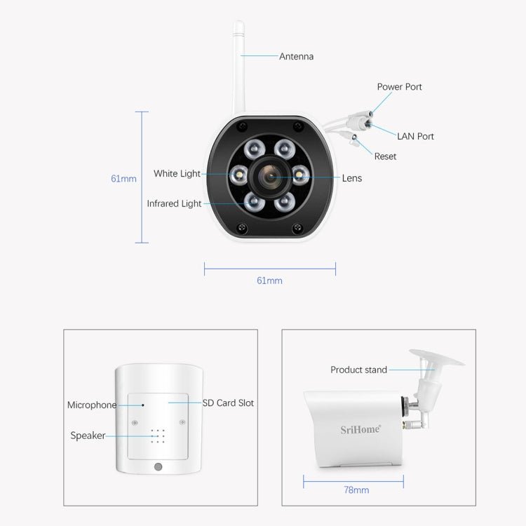 SriHome SH034 5.0MP Mini Dual 2.4 / 5G WiFi Outdoor Waterproof Video Surveillance Color Night Vision Security CCTV Cam - Trustpick