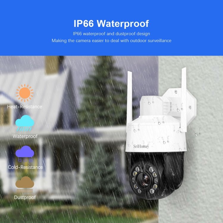 SriHome SH041 5.0MP 20X Optical Zoom 2.4G/5G WiFi Waterproof AI Auto Tracking H.265 Video Surveillance - Trustpick