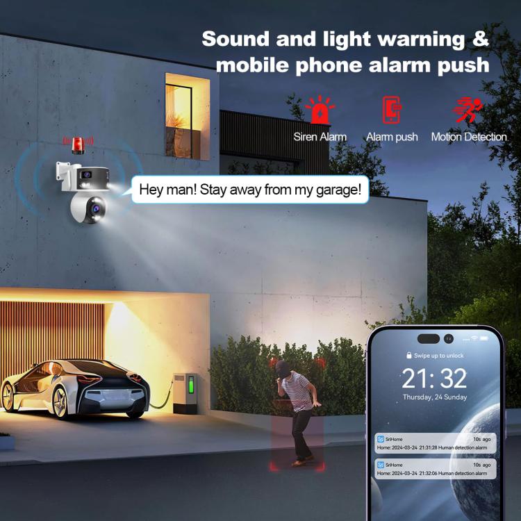 SriHome SH055B 8MP HD Multi - lens Super Wide Angle Panoramic PTZ Dome Camera - Trustpick