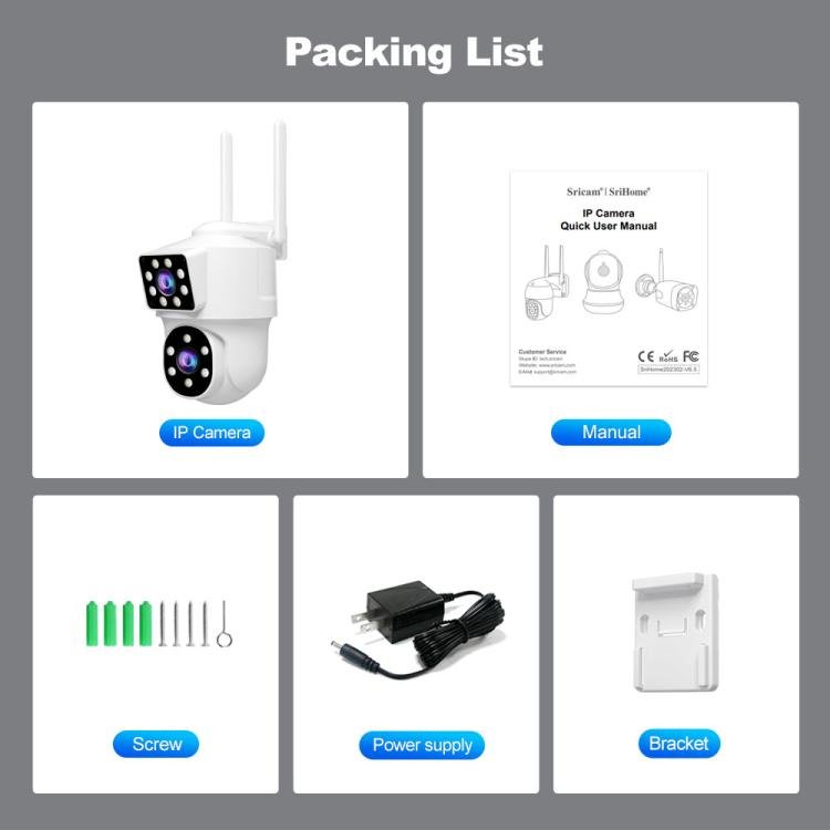 Srihome SH063 4MP Dual Lens Panoramic Surveillance HD Camera - Trustpick