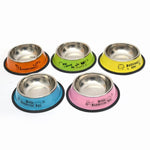 Stainless Steel Bowls, Anti - slip Colorful Paint Printed Pets Bowls, Bowl Diameter: 25.5 cm, Bowl Bottom Diameter: 32.5 cm - Trustpick